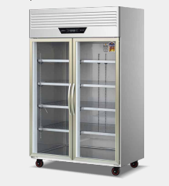 Wangpai C2 series two glass door display refrigerator with stainless steel top